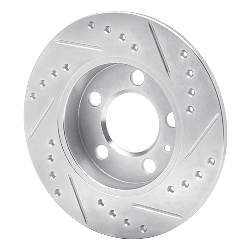 Audi TT Quattro Brake Rotor (1) - Rear Left - R1 Concepts - Drilled & Slotted - Silver - `01-`06